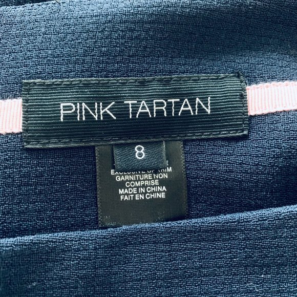 Pink Tartan Navy Wool Pencil Skirt, Size 8 - Picture 4 of 4